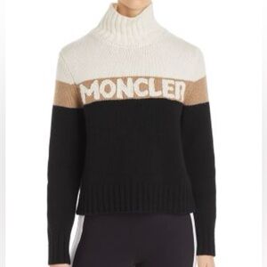 Moncler Color-Block Turtleneck Logo Sweater Wool Cashmere Size Small